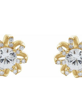 14K White Gold 1 CTW Natural Diamond Halo-Style Earrings