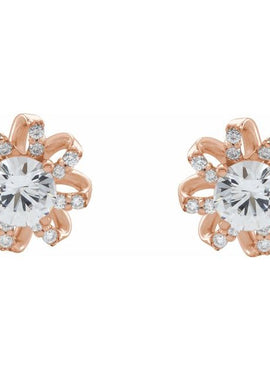 14K White Gold 1 CTW Natural Diamond Halo-Style Earrings