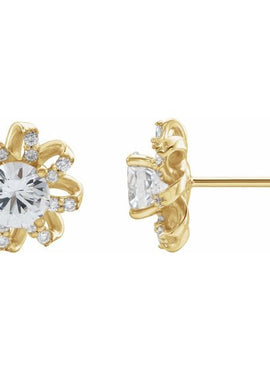 14K White Gold 1 CTW Natural Diamond Halo-Style Earrings