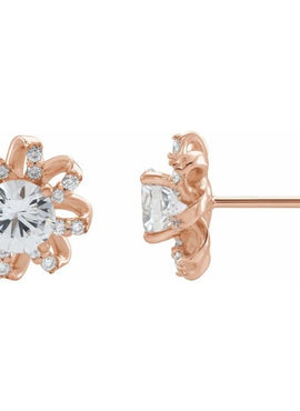 14K White Gold 1 CTW Natural Diamond Halo-Style Earrings
