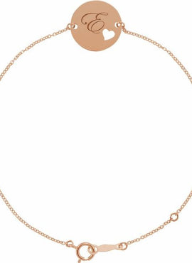 14K White Gold Engravable Pierced Heart Disc 7-8