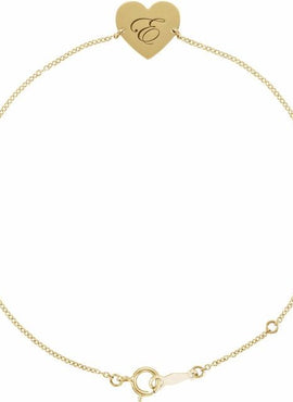 14K White Gold Engravable Heart 7-8