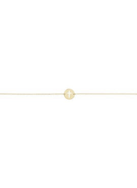 14K White Gold Pierced Cross Disc 7-8