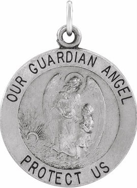 Sterling Silver 11.8 mm Guardian Angel Medal 18