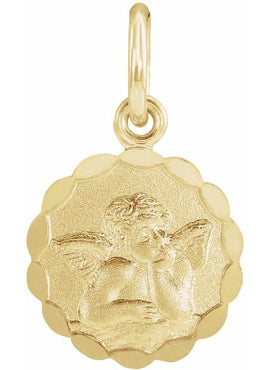 14K Yellow Gold 10 mm Angel Pendant