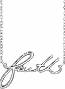 14K White Gold Faith 16
