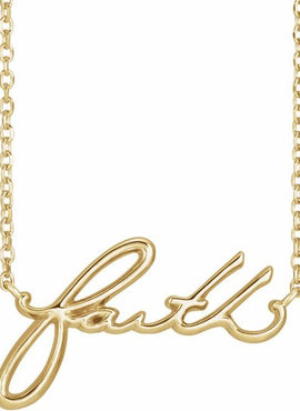 14K White Gold Faith 16