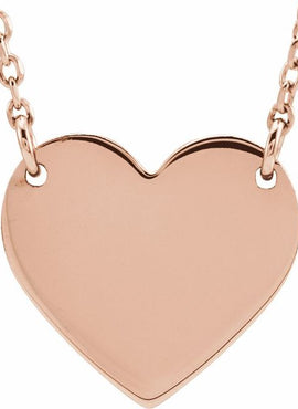 14K White Gold Engravable Heart 16-18
