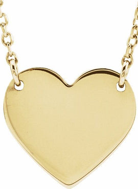 14K White Gold Engravable Heart 16-18
