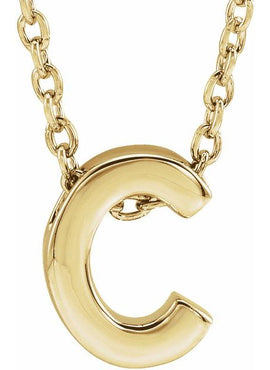 14K Yellow Gold Initial A 16-18