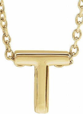 14K Yellow Gold Initial A 16-18