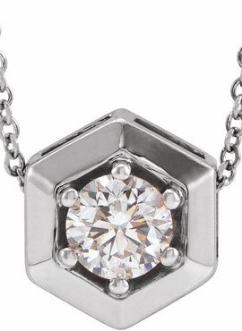 14K White Gold 1/2 CT Natural Diamond Geometric 16-18