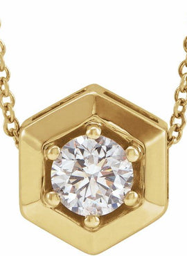 14K White Gold 1/2 CT Natural Diamond Geometric 16-18