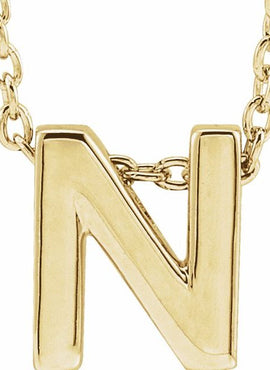 14K Yellow Gold Initial A 16-18