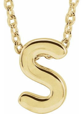 14K Yellow Gold Initial A 16-18
