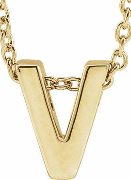 14K Yellow Gold Initial A 16-18