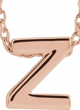 14K Yellow Gold Initial A 16-18