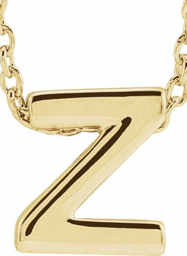 14K Yellow Gold Initial A 16-18