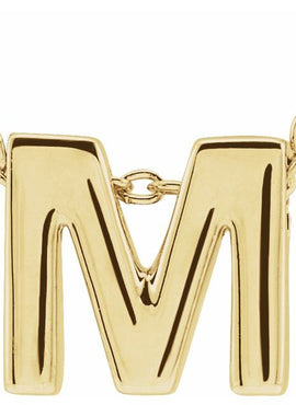 14K Yellow Gold Initial A 16-18