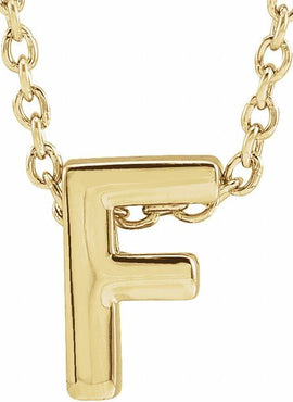 14K Yellow Gold Initial A 16-18