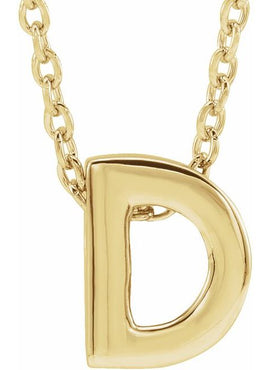 14K Yellow Gold Initial A 16-18