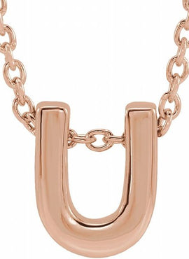 14K Yellow Gold Initial A 16-18
