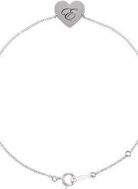 14K White Gold Engravable Heart 7-8