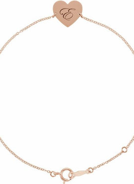14K White Gold Engravable Heart 7-8