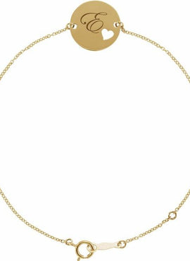 14K White Gold Engravable Pierced Heart Disc 7-8