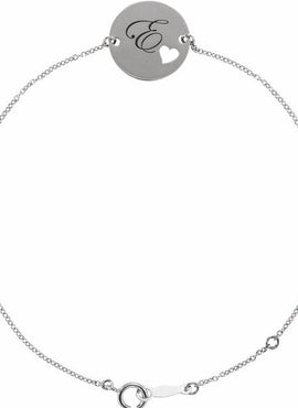 14K White Gold Engravable Pierced Heart Disc 7-8