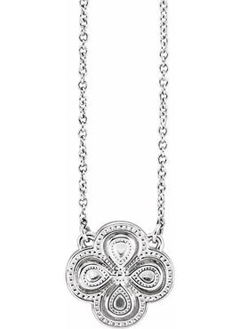 14K White Gold Clover 18