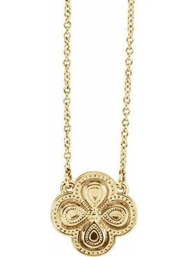 14K White Gold Clover 18