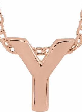 14K Yellow Gold Initial A 16-18