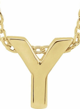 14K Yellow Gold Initial A 16-18