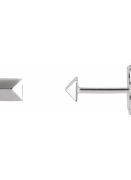 14K White Gold Geometric Stud Earrings