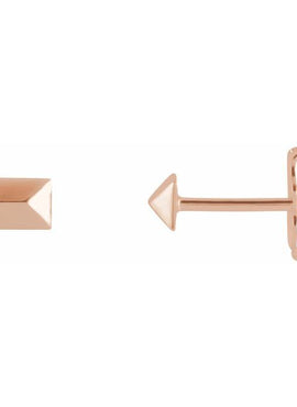 14K White Gold Geometric Stud Earrings