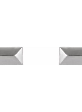 14K White Gold Geometric Stud Earrings