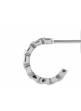 14K White Gold Chain Link 10.2 mm Hoop Earrings