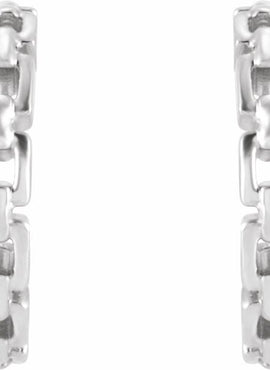 14K White Gold Chain Link 10.2 mm Hoop Earrings