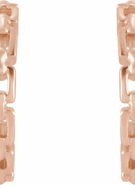 14K White Gold Chain Link 10.2 mm Hoop Earrings