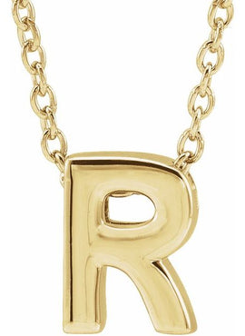 14K Yellow Gold Initial A 16-18
