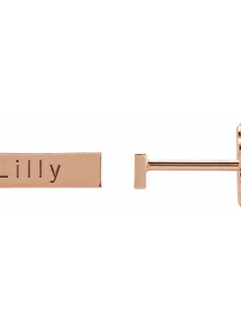 14K White Gold Engravable Bar Earrings