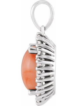 14K White Gold Natural Ethiopian Opal & 1/3 CTW Natural Diamond Halo-Style Pendant