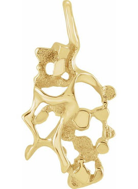 14K White Gold 38x21 mm Nugget Pendant