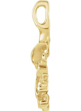14K White Gold 38x21 mm Nugget Pendant