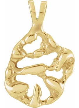14K White Gold Nugget Pendant