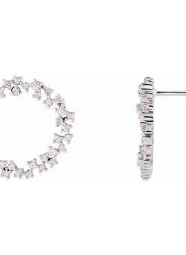 14K White Gold 3/4 CTW Natural Diamond Circle Earrings