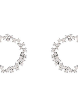 14K White Gold 3/4 CTW Natural Diamond Circle Earrings