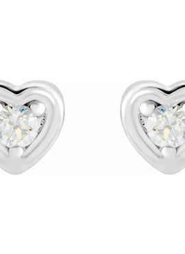 14K White Gold .03 CTW Natural Diamond Youth Heart Earrings