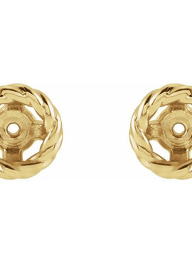 14K White Gold Rope Earring Jackets
